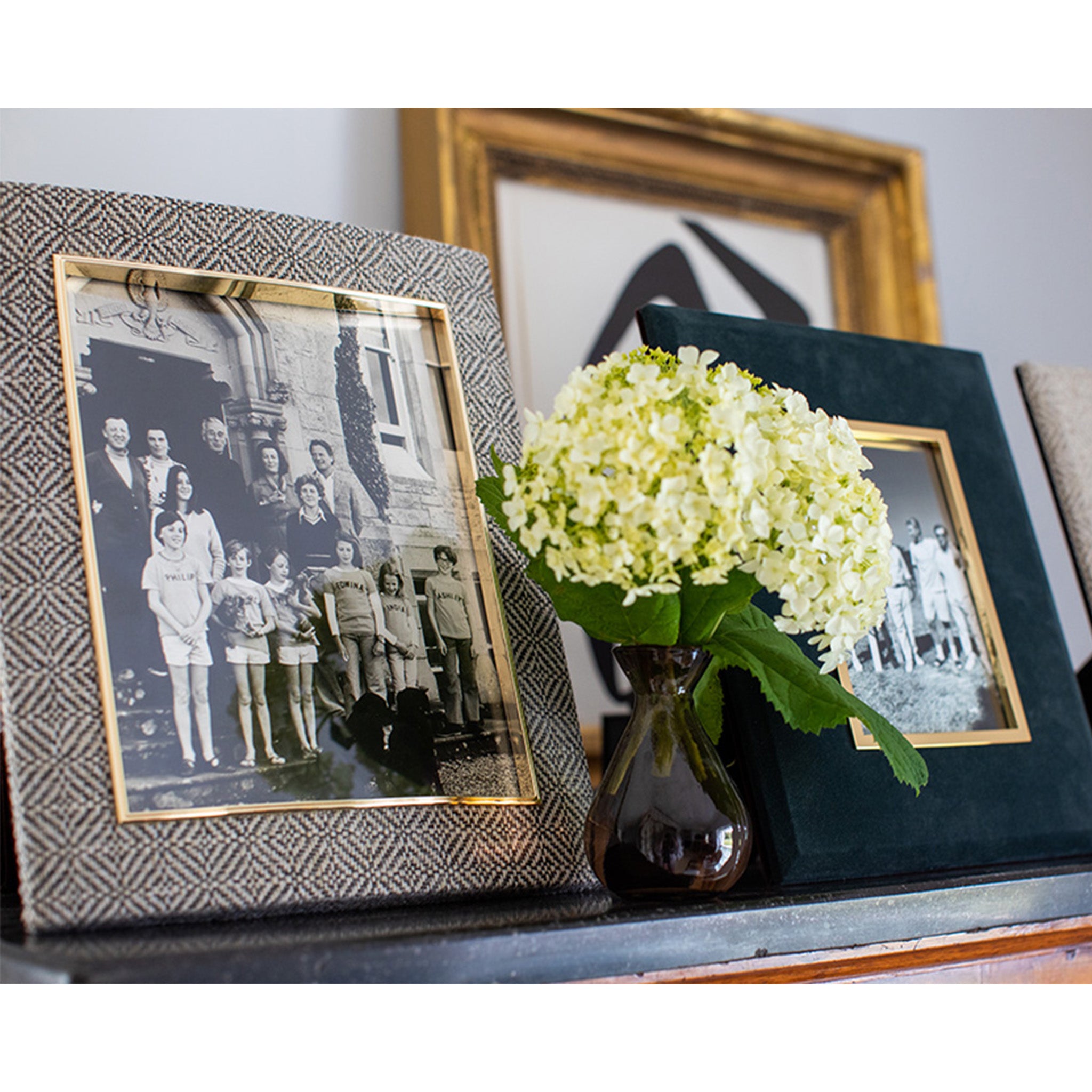 India Hicks Grey Geometric Fabric Photo Frame